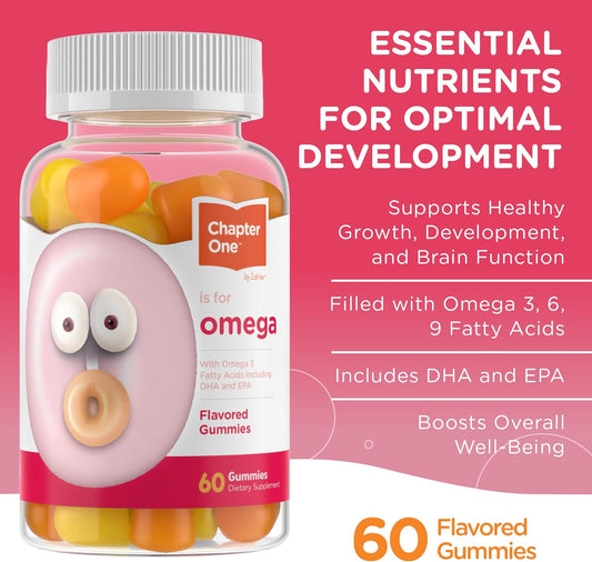 Zahler - Chapter One Omega 3 Gummies for Kids with No Fish Oil (60 Count) - Kosher Omega 3 6 9 Fatty Acids, EPA, DHA - Easy to Take Omega 3 Supplement for Healthy Growth, Development & Brain Function