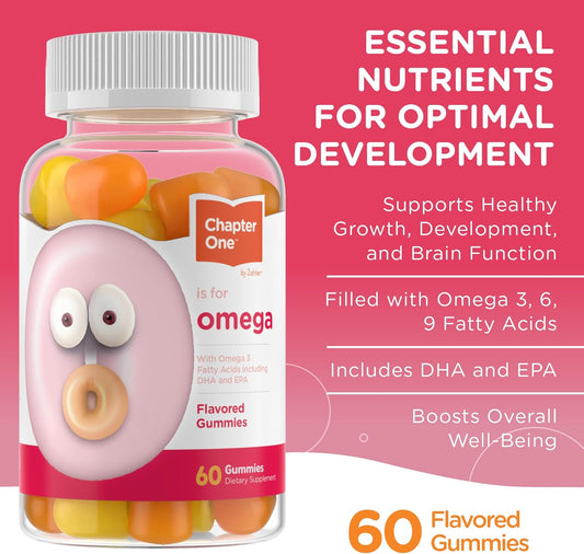 Zahler - Chapter One Omega 3 Gummies For Kids With No Fish Oil (60 Count) - Kosher Omega 3 6 9 Fatty Acids, Epa, Dha - Easy To Take Omega 3 Supplement For Healthy Growth, Development & Brain Function