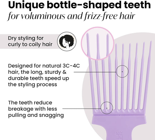 Tangle Teezer | Hair Pick For 3C To 4C Hair | Creates Lift & Volume | Lilac