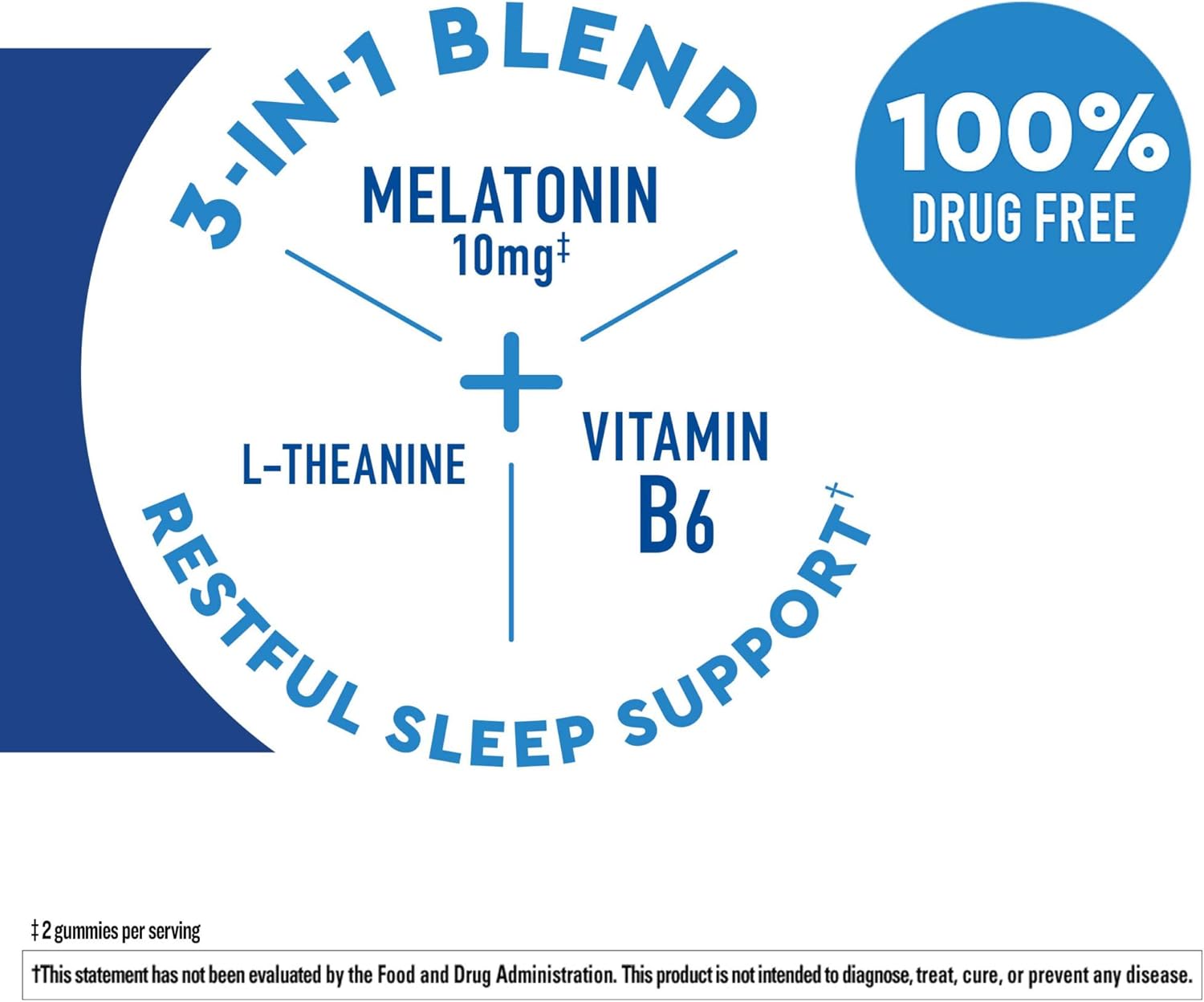 Nature Made Wellends Fall Asleep Faster, Sleep Aid with Melatonin 10mg, Vitamin B6, and L theanine 100 mg, 40 Gummies