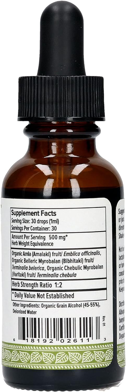 Banyan Botanicals Triphala Liquid Herbal Extract – Organic Triphala Extract With Amla, Haritaki & Bibhitaki – For Daily Detox, Regularity & Rejuvenation* – 1Oz. – Non-Gmo Sustainably Sourced Vegan