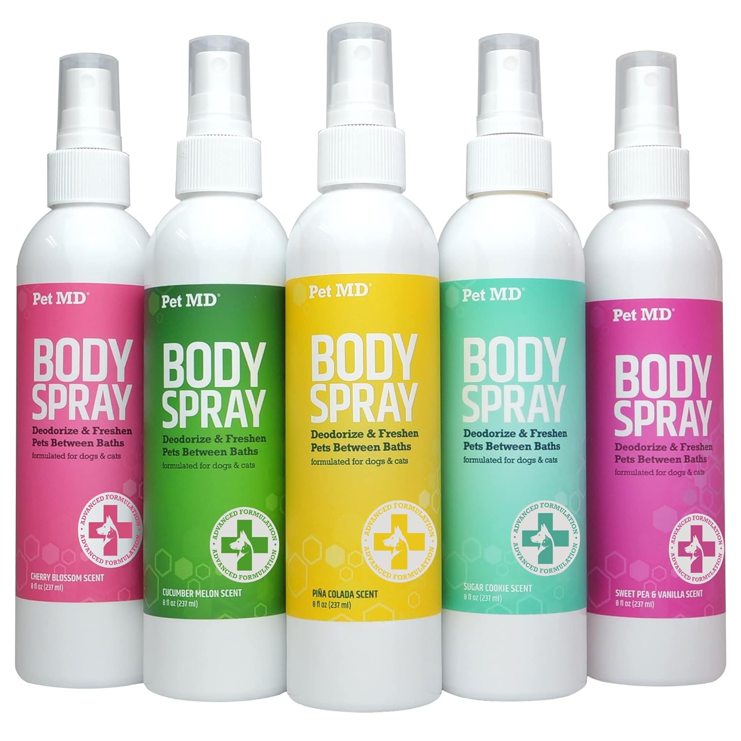 Pet Md Pina Colada, Cucumber Melon, Sweet Pea & Vanilla, Sugar Cookie, And Japanese Cherry Blossom Body Sprays