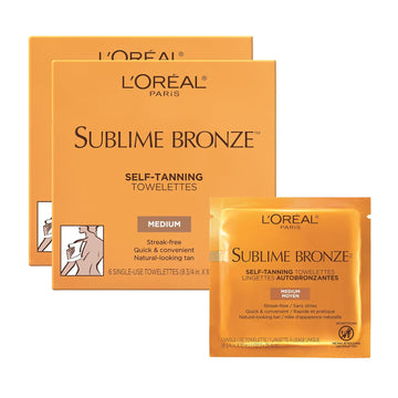 L'Oreal Paris Sublime Bronze Self Tanning Towelettes, Streak-Free, Natural Looking Tan, 6 Ct