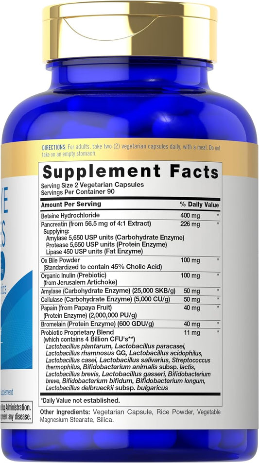 Carlyle Digestive Enzymes | With Probiotics & Prebiotics | 180 Capsules | Non-Gmo And Gluten Free Supplement For Men & Women