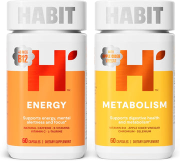 Habit Focus & Fire Bundle. Energy (60 Capsules) + Metabolism (60 Capsules), Enhance Alertness And Metabolic Health* Vegan, Non Gmo