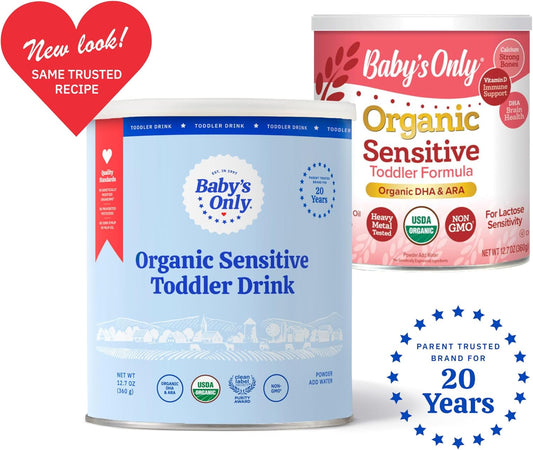 Baby'S Only Organic Sensitive Toddler Drink For Lactose Sensitive Toddlers (Lactorelief), No Soy Dairy Milk Powder, Organic Toddler Drink With Iron, Vitamin D, Dha, Ara, 12 Months Old & Up, 12.7 Oz, 1 Pack