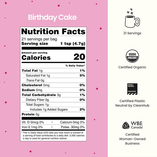 Blume Birthday Cake Latte Powder |Vegan & Gluten Free With Maca, Beetroot, Cinnamon & Coconut Milk | Add To Iced Coffee, Smoothies, Or Baked Goods - 25 Servings (100 G)