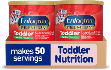 Enfagrow Premium Toddler Nutritional Drink, Natural Vanilla Flavor, Omega-3 Dha For Brain Support, Prebiotics & Vitamins For Immune Health, Non-Gmo, Powder Can, 32 Oz (Pack Of 2)