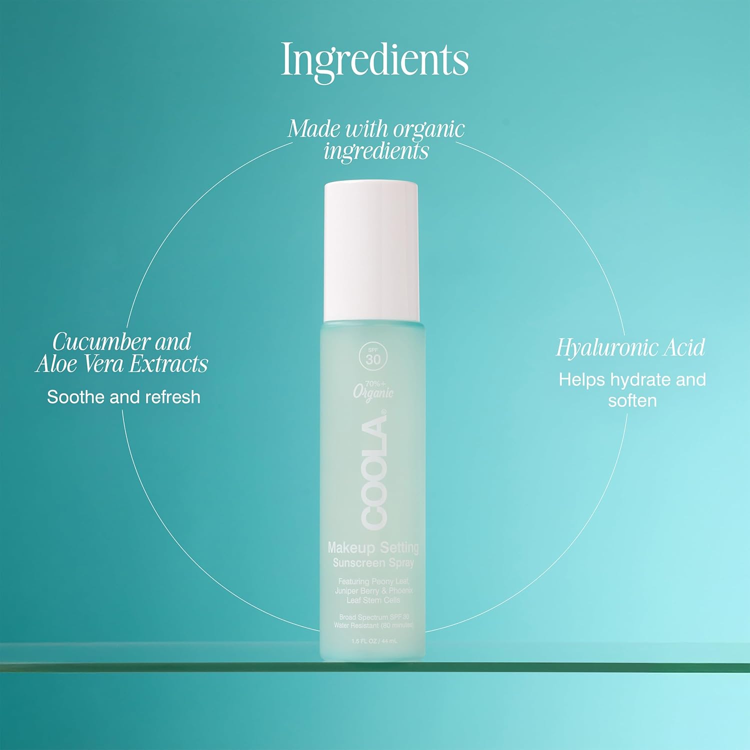 Coola Organic Makeup Setting Spray With Spf 30, Hydrating Makeup Protection & Sunscreen Made With Cucumber & Aloe Vera, Dermatologist Tested, Alcohol Free, 1.5 Fl Oz : Beauty & Personal Care