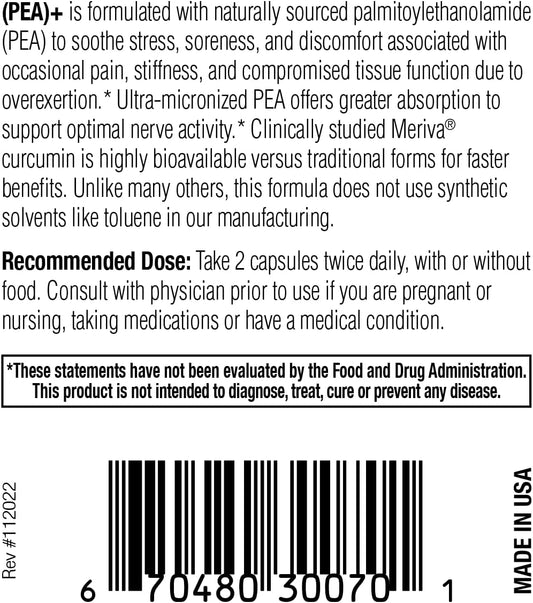 (Pea+, 60 Capsules All-Natural Meriva Curcumin Supplement for Physiological Support Helps Support Nervous, Immune, & Muscular Systems