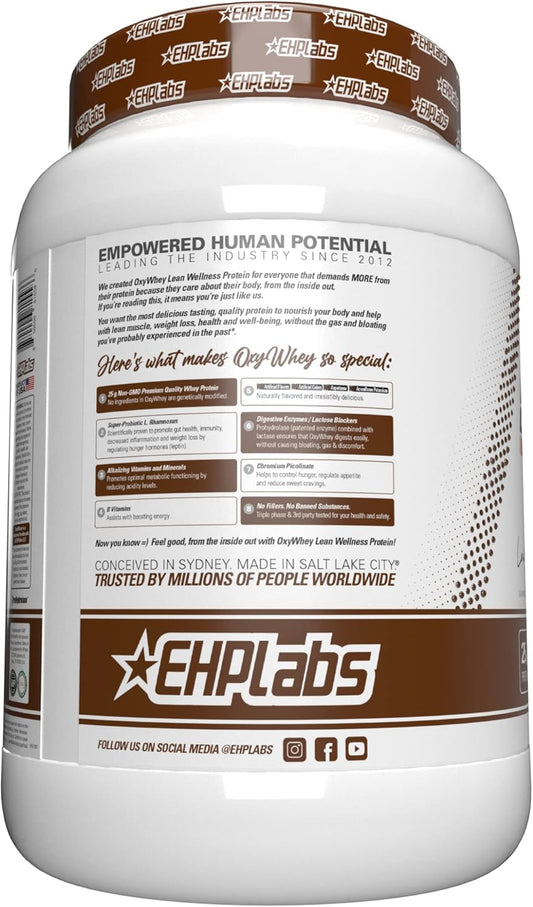 Ehp Labs Oxywhey Whey Protein Powder - 25G Of Whey Isolate Protein Powder, Meal Replacement Shake, Sugar Free Protein Powder - 25 Serves (Chocolate Caramel)