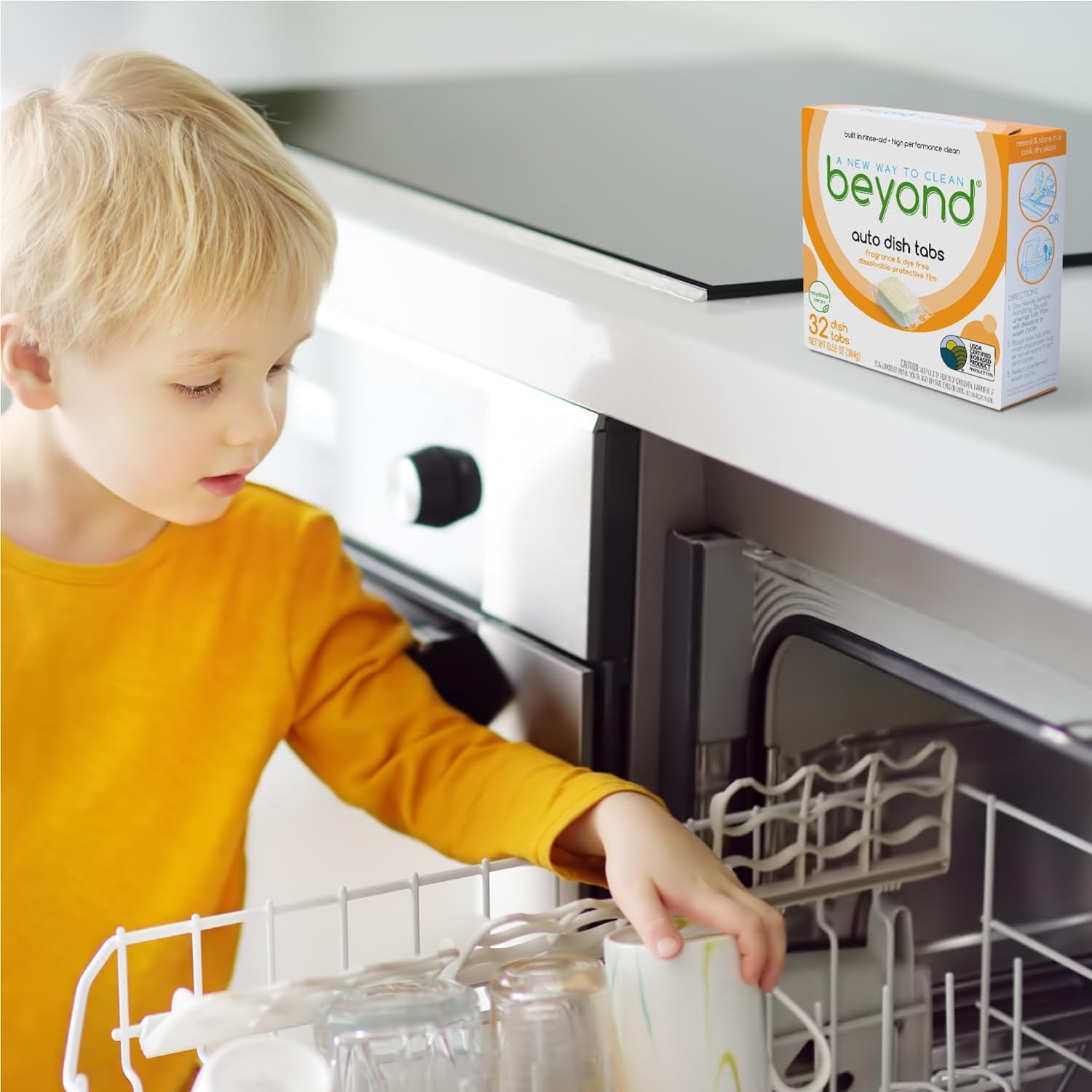 Beyond Natural Dishwasher Tablets [8 Boxs of 32] - Fragrance & Dye Free - Certified Biobased. Powerful. Plant-Based Ingredients : Health & Household