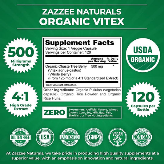 Zazzee Usda Organic Vitex Capsules And Usda Organic Fertility Support Tea