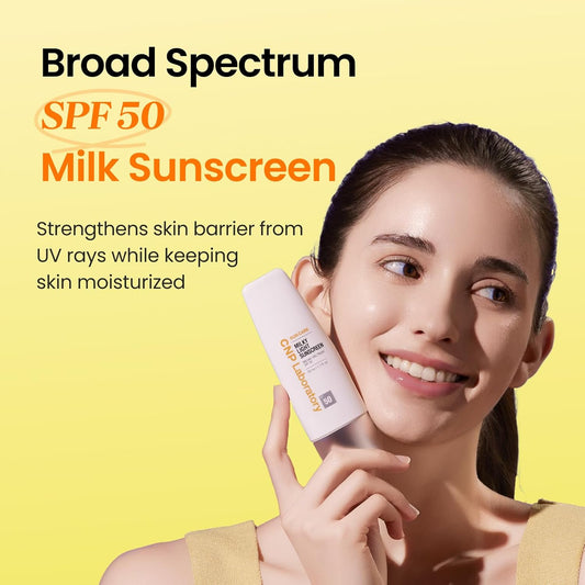 Cnp Milky Light Sunscreen (50Ml / 1.7 Fl. Oz.) - Broad Spectrum Spf 50 Uv Protection With Niacinamide, No White Cast, Fast Absorbing, Non-Greasy Finish, Korean Sunscreen For Face & Body