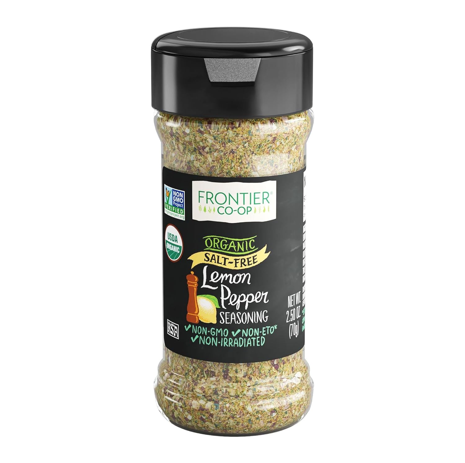 Frontier, Salt Free Organic Seasoning Lemon Pepper, 2.5 Oz