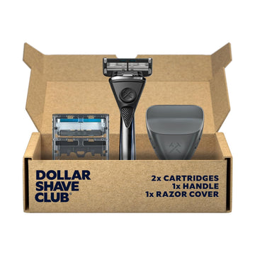 Dollar Shave Club | Heavy Metal Shave Kit | Heavy-Duty Razor Handle, 6 Blade Razor Blade Refills, And Razor Cover | Precision Razor Shave Kit, Shaving Kit, Grooming Kit, Razor Set
