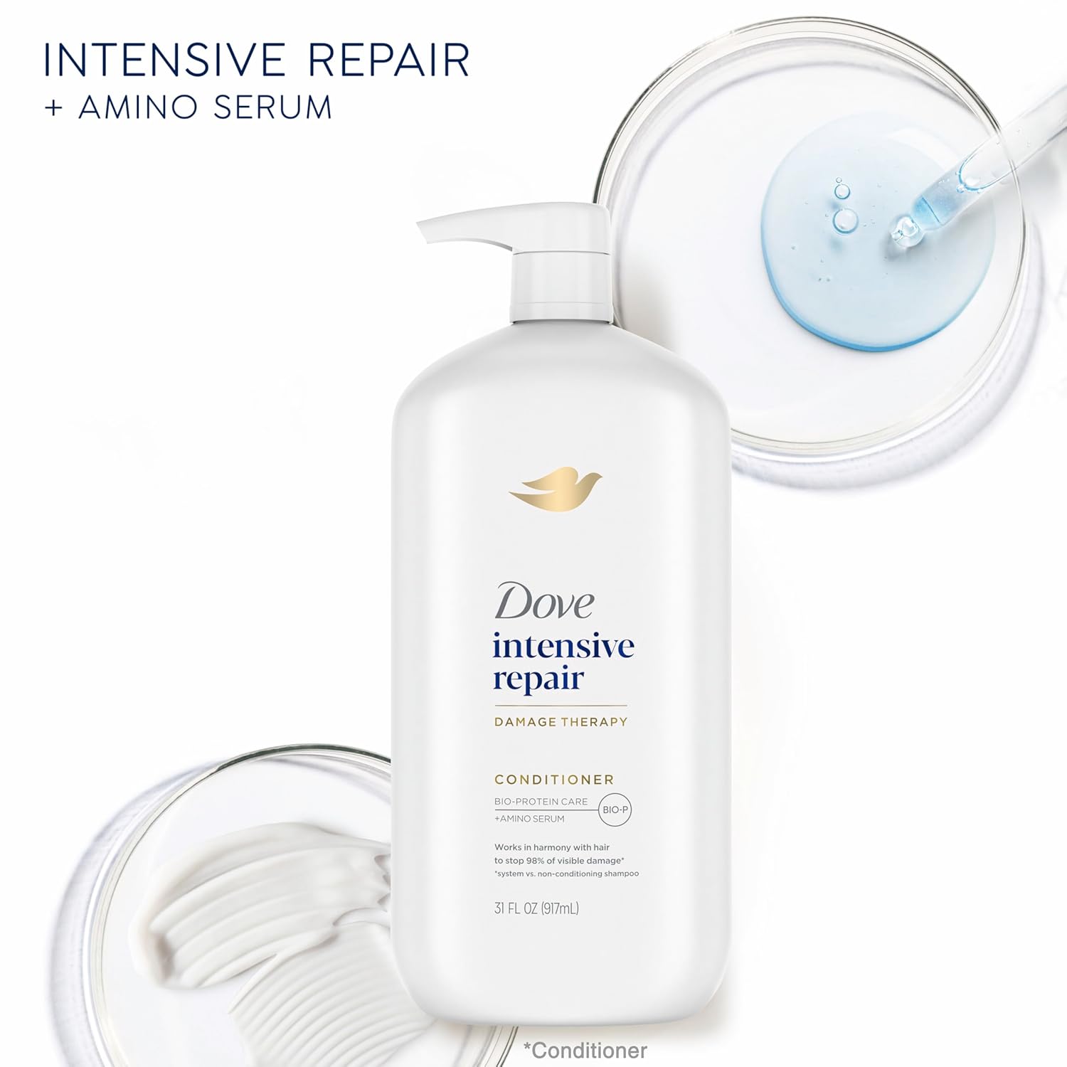 Dove Conditioner Intensive Repair Pack of 4 for Damaged Hair Conditioner with Bio-Restore Complex 31 oz : Beauty & Personal Care