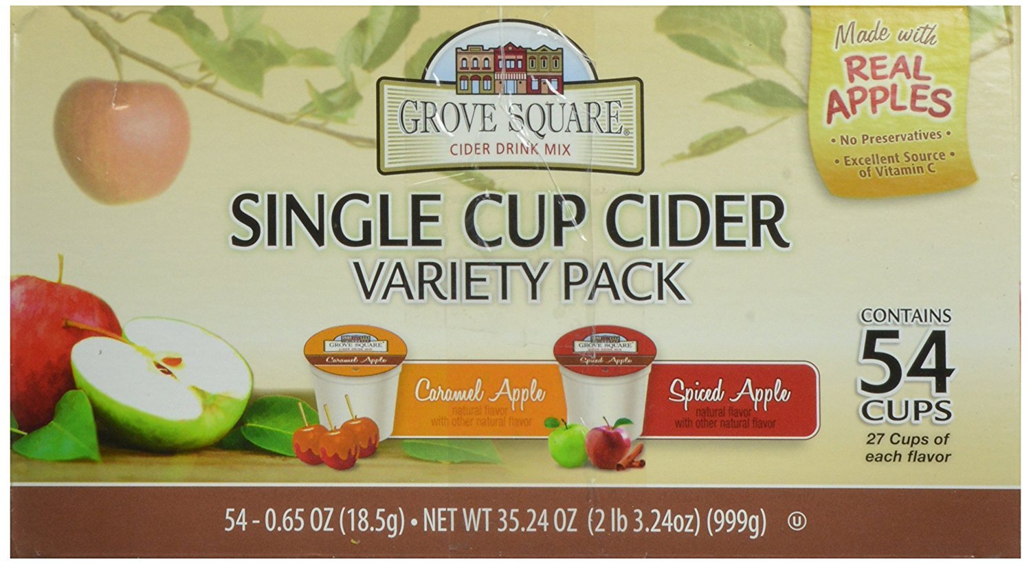 Grove Square Cider Pods, Variety Pack, Single Serve (Pack Of 54) (Packaging May Vary)