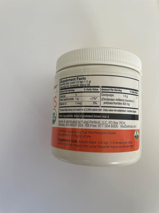 Host Defense, Cordyceps Powder, Supports Energy, Stamina and Athletic Performance, Mushroom Supplement, 3., Plain