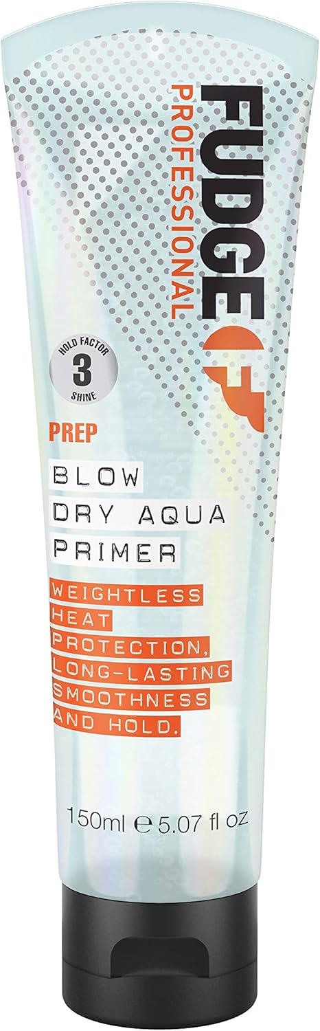 Fudge Professional Blow Dry Aqua Primer, Hyaluronic Acid, Heat Protection, Volumizing Results, 150 Ml