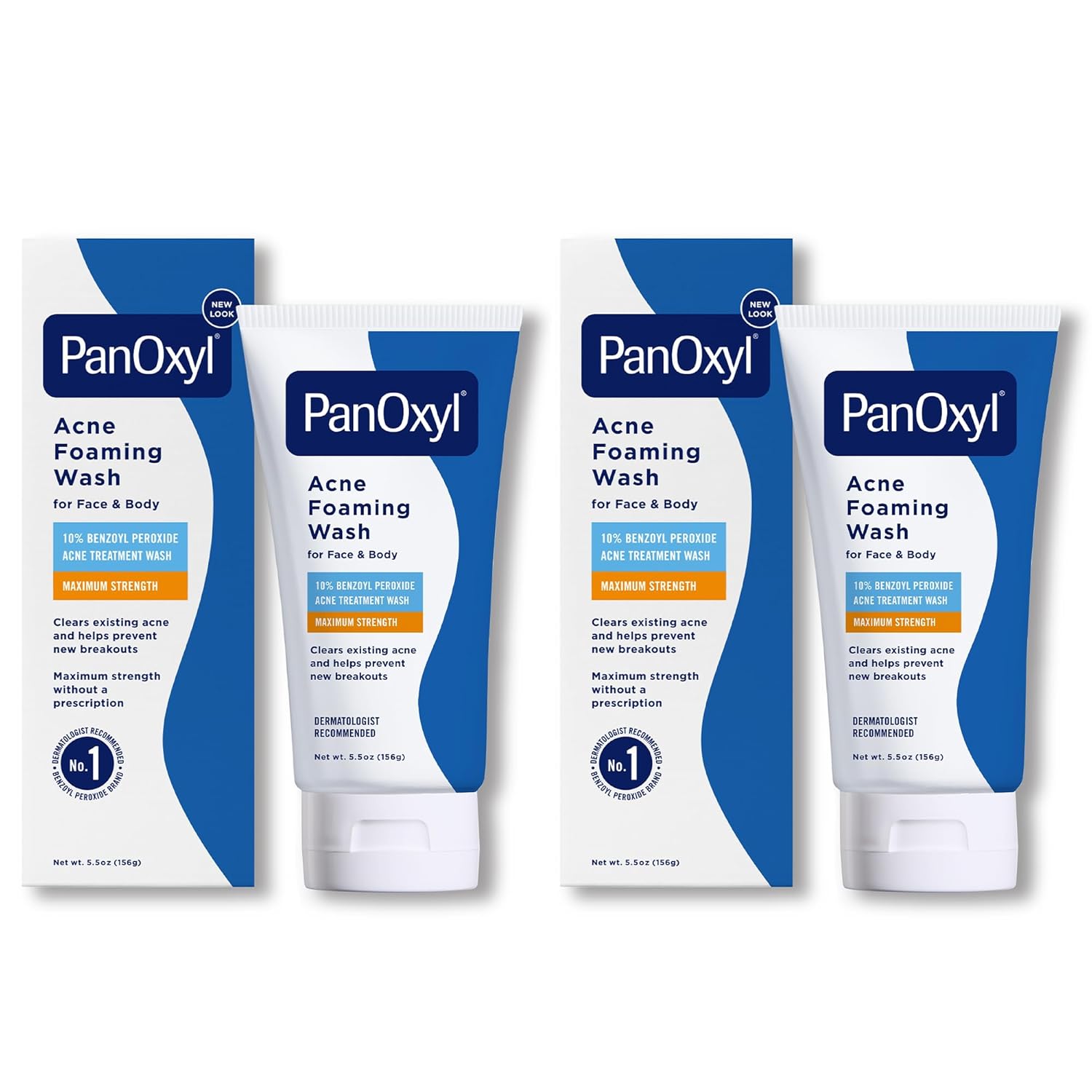 Panoxyl Acne Foaming Wash Benzoyl Peroxide 10% Maximum Strength Antimicrobial, 5.5 Oz (Pack Of 2)