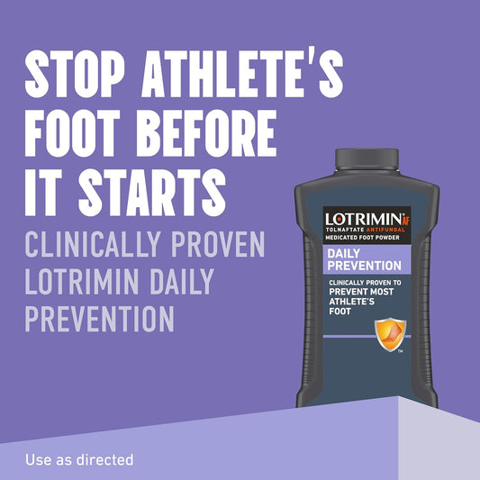 Lotrimin Af Athlete'S Foot Daily Prevention Medicated Foot Powder, Tolnaftate Antifungal, Clinically Proven Prevention Of Most Athlete'S Foot, 3 Ounce (90 Grams) Bottle (Pack Of 3)