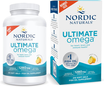 Nordic Naturals Ultimate Omega, Lemon Flavor - 210 Soft Gels - 1280 mg Omega-3 - High-Potency Omega-3 Fish Oil with EPA & DHA - Promotes Brain & Heart Health - Non-GMO - 105 Servings