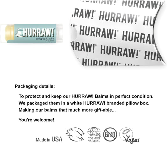 Hurraw! Earl Grey Lip Balm: Organic, Certified Vegan, Cruelty And Gluten Free. Non-Gmo, 100% Natural Ingredients. Bee, Shea, Soy And Palm Free. Made In Usa