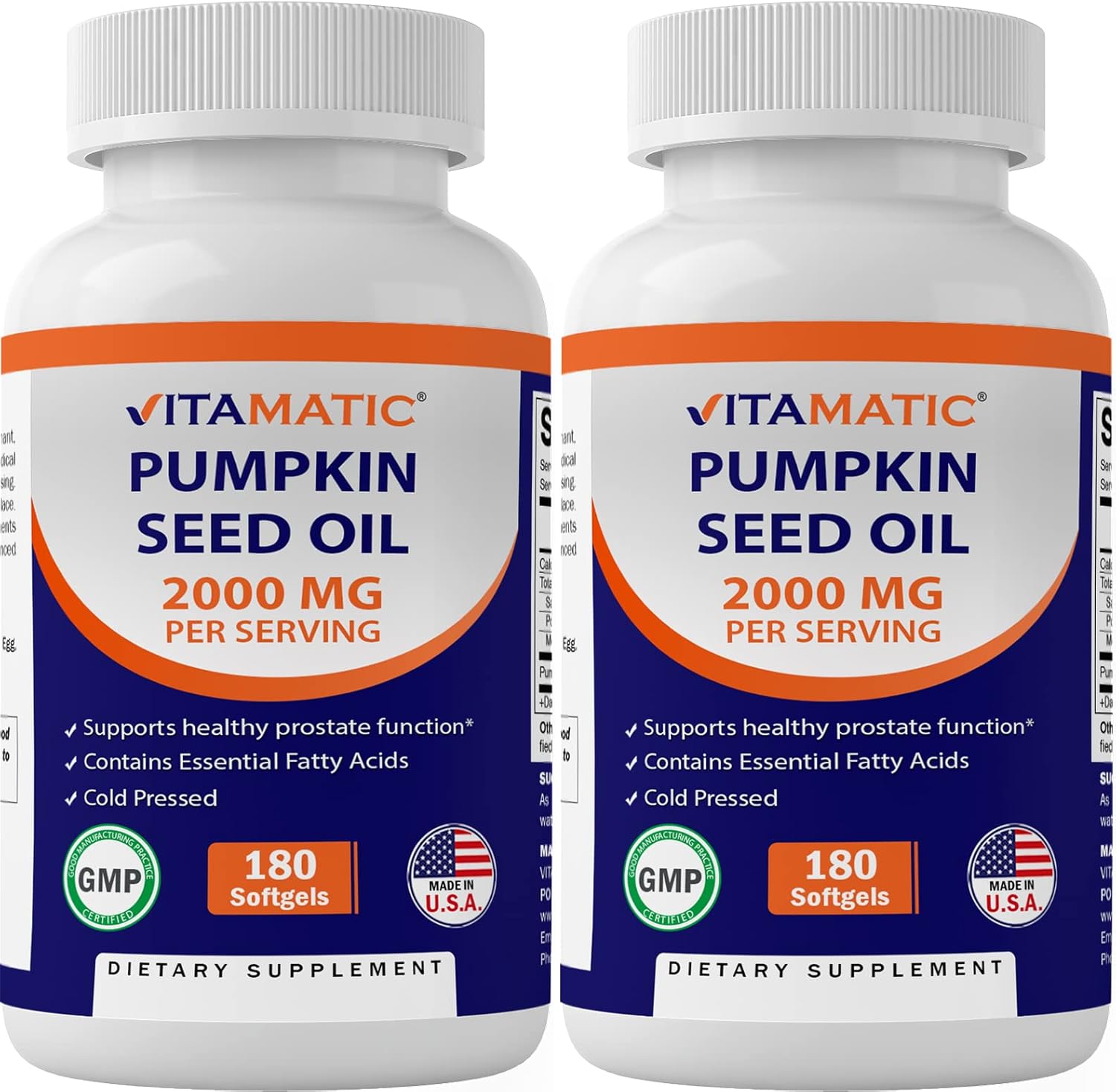 Vitamatic Pumpkin Seed Oil 2000Mg – 180 Softgels (Pack Of 2-360 Count)