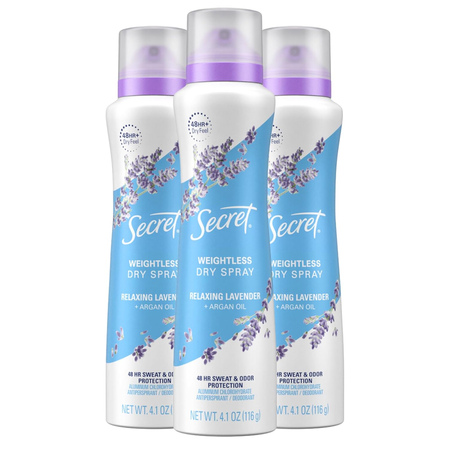 Secret Dry Spray Antiperspirant Deodorant, Relaxing Lavender, 4.1 Oz (Pack Of 3)