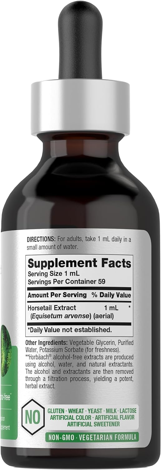 Horbäach Horsetail Herb Liquid Extract | Alcohol Free | 2 fl oz | Vegetarian, Non-GMO, & Gluten Free Supplement