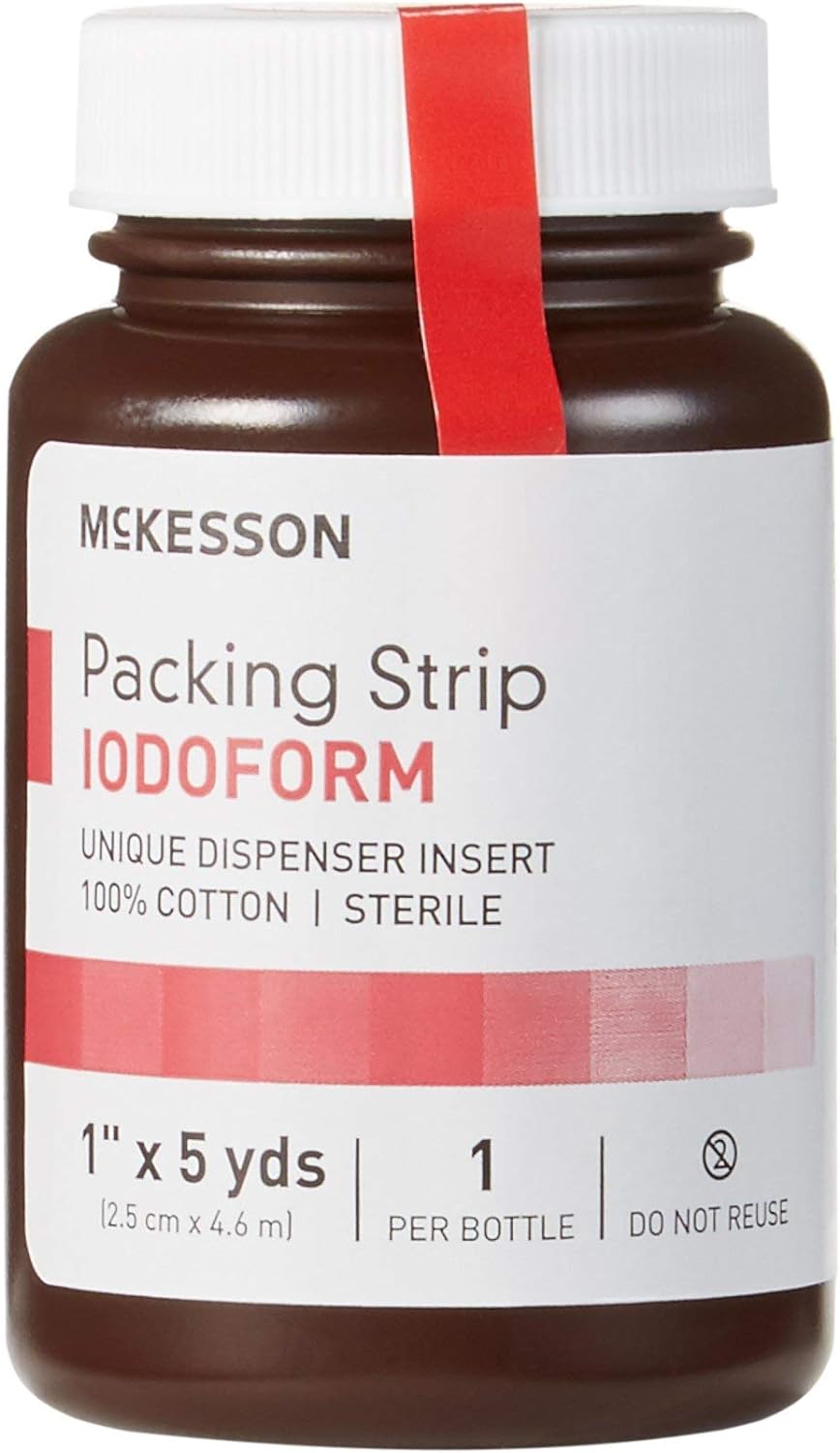 McKesson Packing Strip, Sterile, Iodoform, 100% Cotton, 1 in x 5 yds, 12 Count