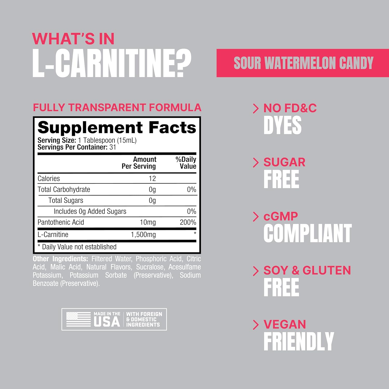 PROSUPPS L-Carnitine 1500 Stimulant Free Liquid Shots for Men and Women - Energizer Workout Drink for Performance and Muscle Recovery (31 Servings, Sour Watermelon Candy) : Health & Household