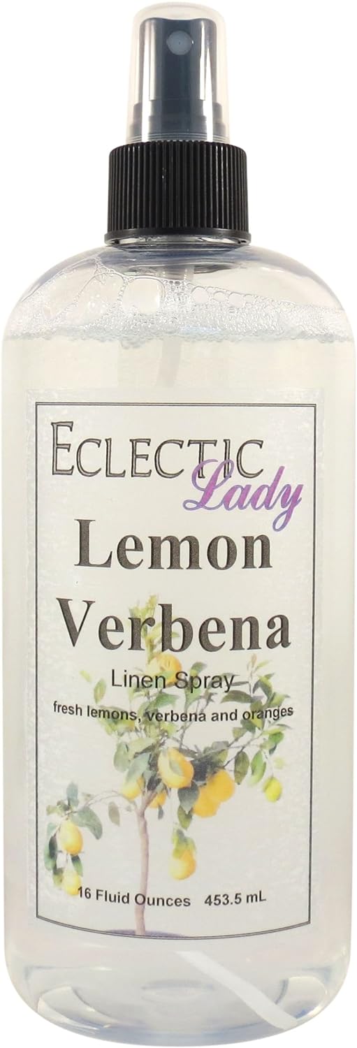 Lemon Verbena Linen Spray (Double Strength), 16 ounces - Eclectic Lady Sheet and Linen Spray - No Artificial Colors, Parabens, or Preservatives - Long-Lasting Scent for Bed, Fabric & Pillow