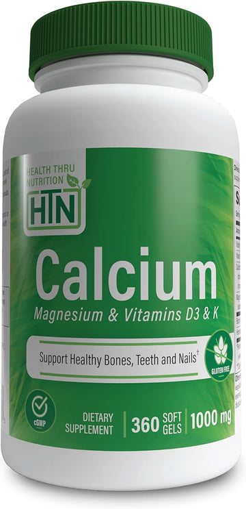 Health Thru Nutrition Calcium 1000mg and Magnesium 400mg with Vitamin D3 & K 360 Softgels (4 Month Supply)