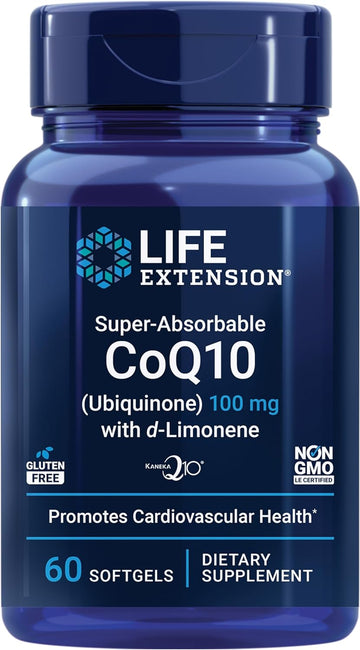 Life Extension Super-Absorbable Coq10 (Ubiquinone) With D-Limonene – Heart Health, Fight General Fatigue, Better Absorption – Gluten-Free, Non-Gmo – 60 Softgels