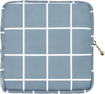 Period Bag for Teen Girls, Sanitary Napkin Storage Bag, Portable Menstrual Pad Tampon Zipper Bags Pouch Feminine Menstruation First Period Bag for Teen Girls Ladies (Grey Plaid)