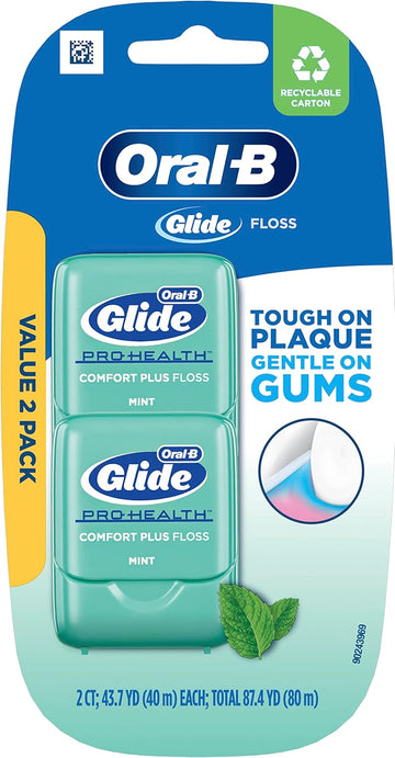 Oral-B Glide Pro-Health Comfort Plus Mint Flavor Floss, 43-7Yd (40M), 2 Count