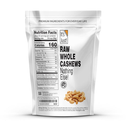 It'S Just - Whole Cashews, Premium Fancy Nuts (Raw (Soft) / Unsalted, 1.5 Pound)
