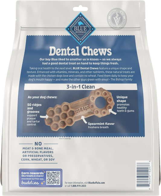 Blue Buffalo Dental Chews Large Natural Dog Treats, Chicken & Spearmint 33-Oz Bag (21 Count)