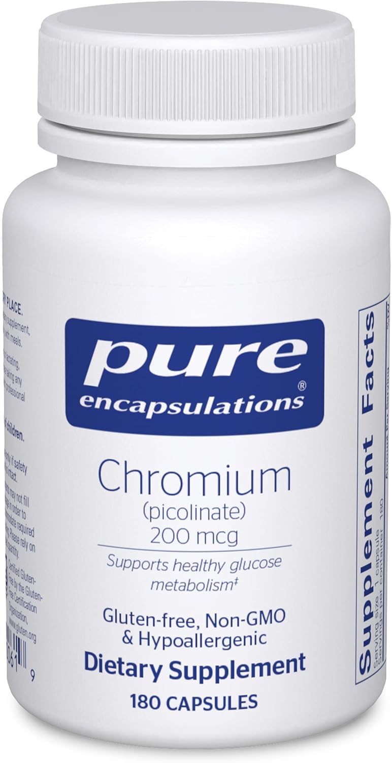 Pure Encapsulations Chromium (Picolinate) 200 Mcg | Hypoallergenic Supplement For Healthy Lipid And Carbohydrate Metabolism Support* | 180 Capsules