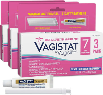 Vagistat 7 Day Yeast Infection Treatment for Women, Helps Relieve External Itching and Irritation, Contains 2% External Miconazole Nitrate Cream & 7 Disposable Applicators, by Vagisil (Pack of 3)