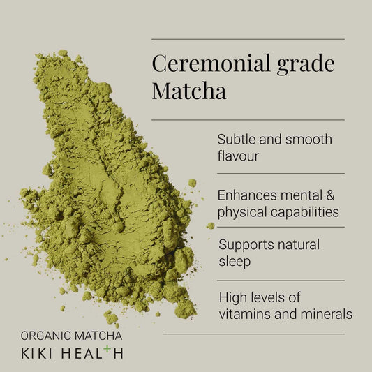 Kiki Health Organic Ceremonial Matcha Powder | Elevate Your Tea Ritual With Elegance | Immerse In The Timeless Essence Of Japanese Tea Culture, A Symphony Of Flavor, Tradition, & Well-Being| 30G