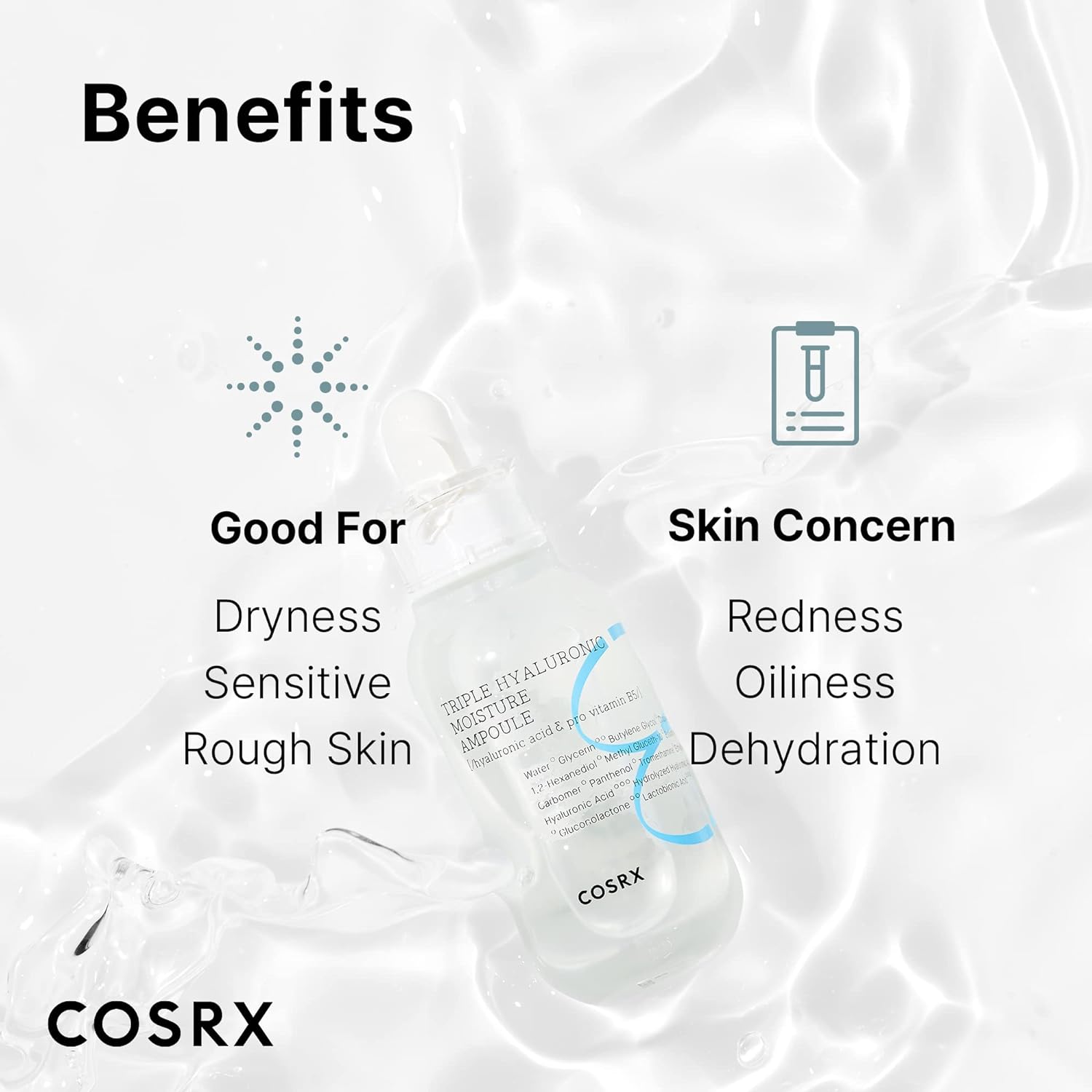 Cosrx Hydrium Triple Hyaluronic Moisture Ampoule, 40Ml / 1.35 Fl.Oz | Hyaluronic Acid Viscous Serum | Korean Skin Care, Animal Testing Free, Paraben Free