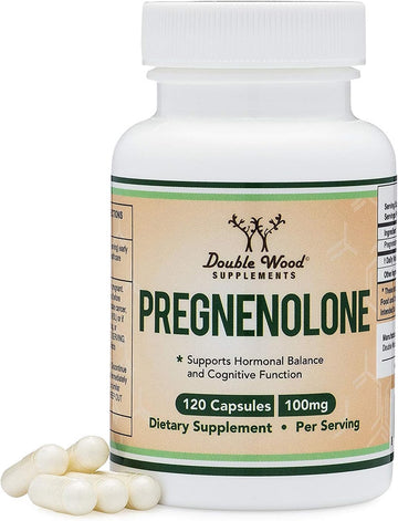 Pregnenolone 100Mg Per Serving (Converted To Progesterone To Boost Progesterone Levels) - Third Party Tested - 120 Capsules (50Mg Per Capsule) Non-Gmo By Double Wood