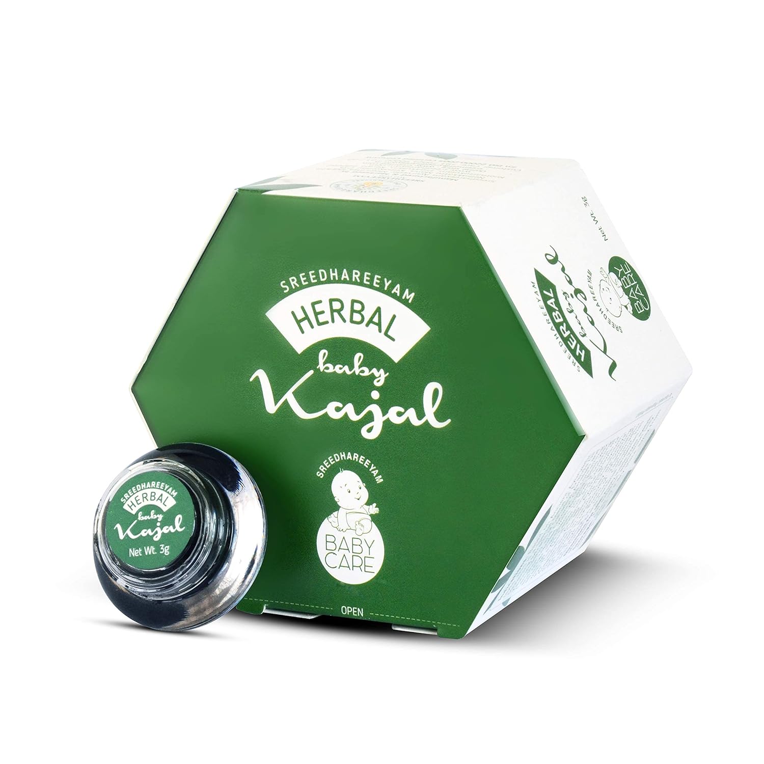 Herbal Baby Kajal for New Born - From Renowned Eye Hospital, Authentic for Babies and Adults with Gooseberry, Sahadevi, Yashtimadhu and Castor Oil, Matte Black Finish