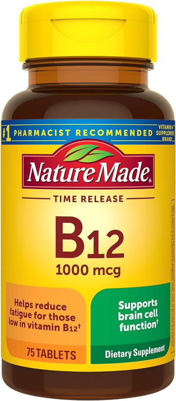 Nature Made Vitamin B12 1000 Mcg, Dietary Supplement For Energy Metabolism Support, 75 Time Release Tablets, 75 Day Supply