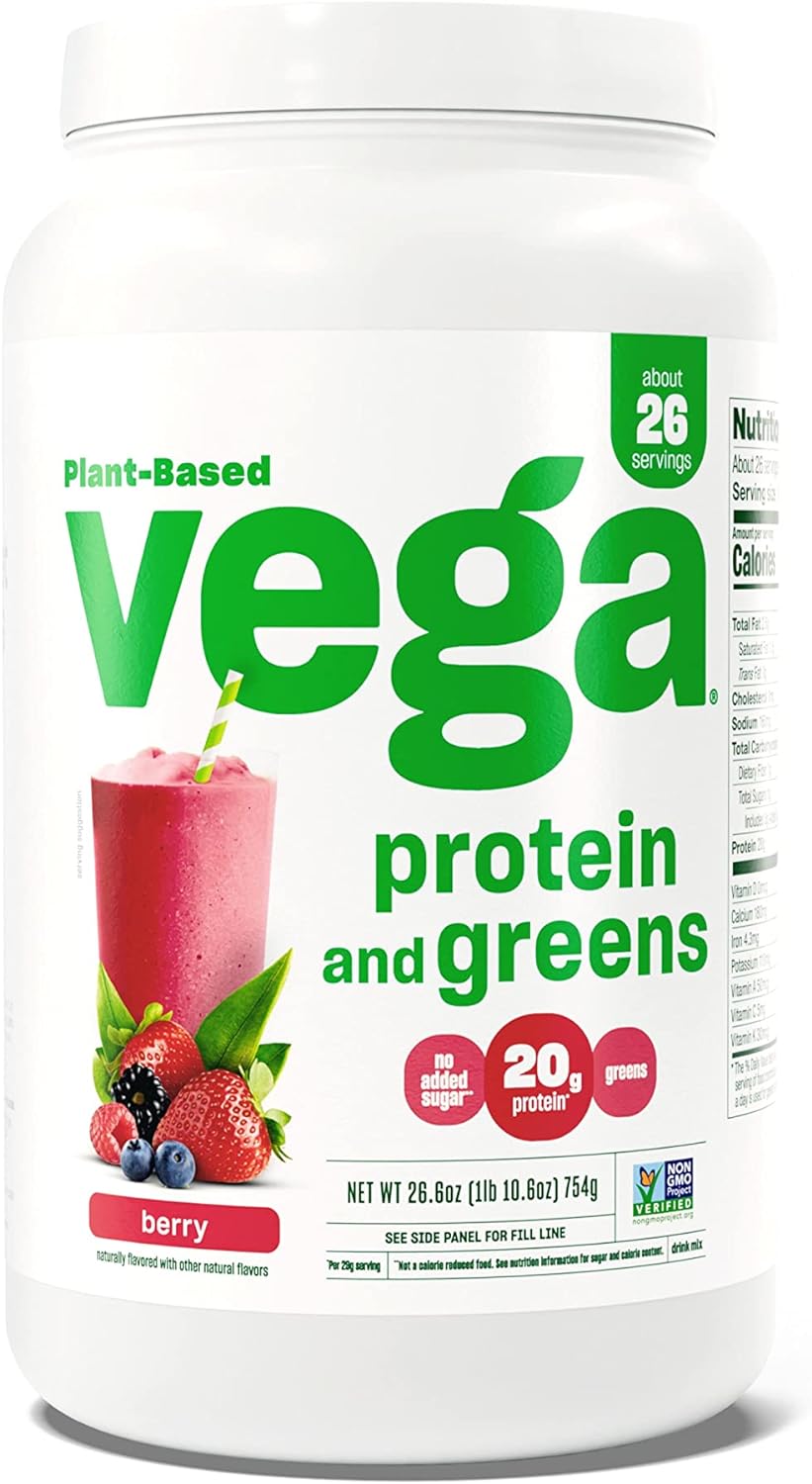 Vega Protein and Greens Protein Powder, Berry - 20g Plant Based Protei