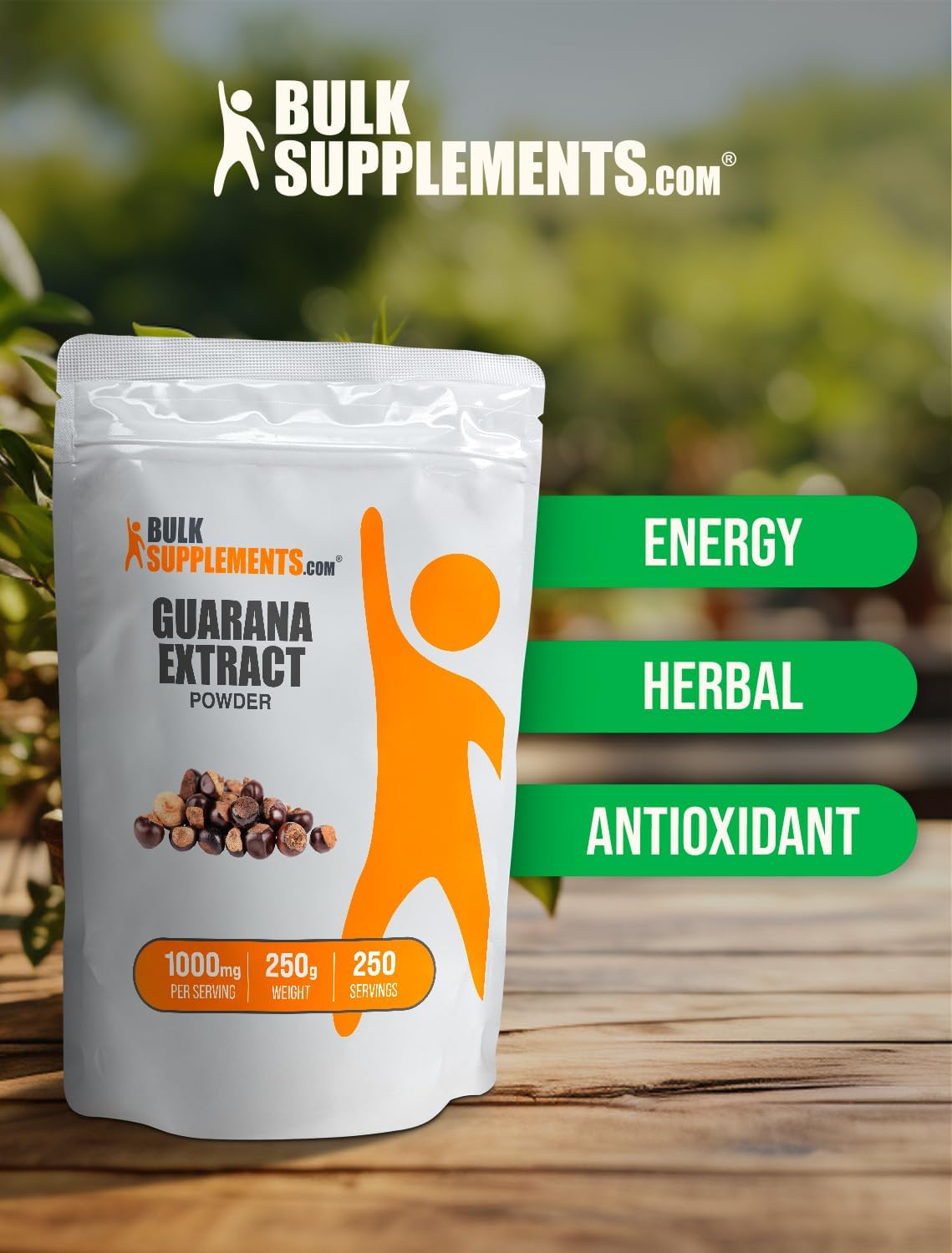 BULKSUPPLEMENTS.COM Guarana Extract Powder - Natural Caffeine Supplements for Energy Support - Gluten Free - 1000mg per Serving, 250 Servings (250 Grams - 8.8 oz) : Health & Household