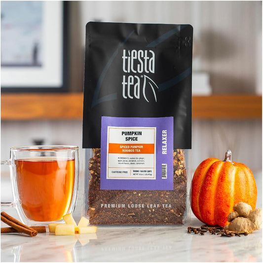 Tiesta Tea - Pumpkin Spice Rooibos Tea | Premium Loose Leaf Tea Blend | Non-Caffeinated Herbal Infusion | Make Hot Or Iced & Up To 200 Cups | Made With Natural Ingredients - 16Oz Resealable Pouch